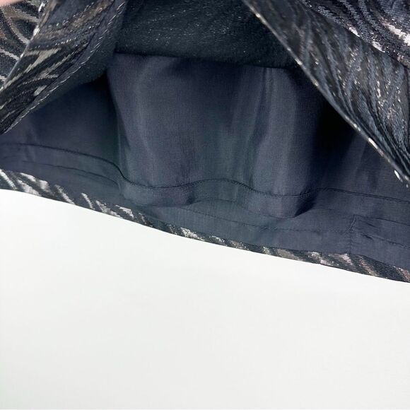 Tibi‎ Black Metallic Jacquard Full Mini Skirt Sz 8 Back Zip Evening Party - Picture 7 of 13